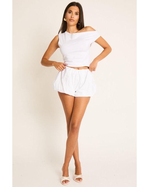 Rebellious Fashion White Puffball Shorts