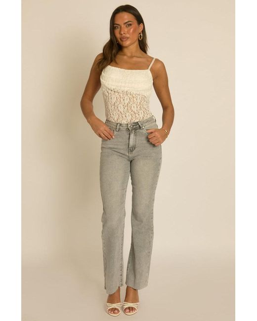 Rebellious Fashion Natural Stretch Hotfix Pocket Detail Jeans