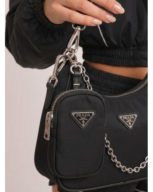 Rebellious Fashion Black Nylon Logo Detail Shoulder Bag