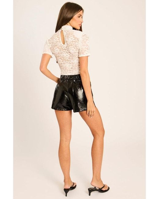 Rebellious Fashion Black Faux Leather High Waisted Shorts