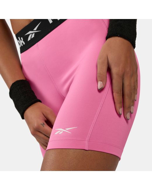Reebok Pink Id Train Ruched Biker Shorts