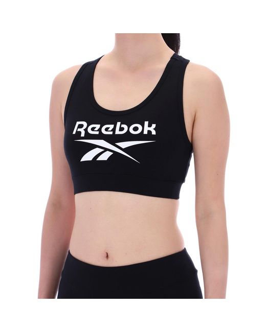 Reebok Black Id Logo Cotton Sports Bra Top