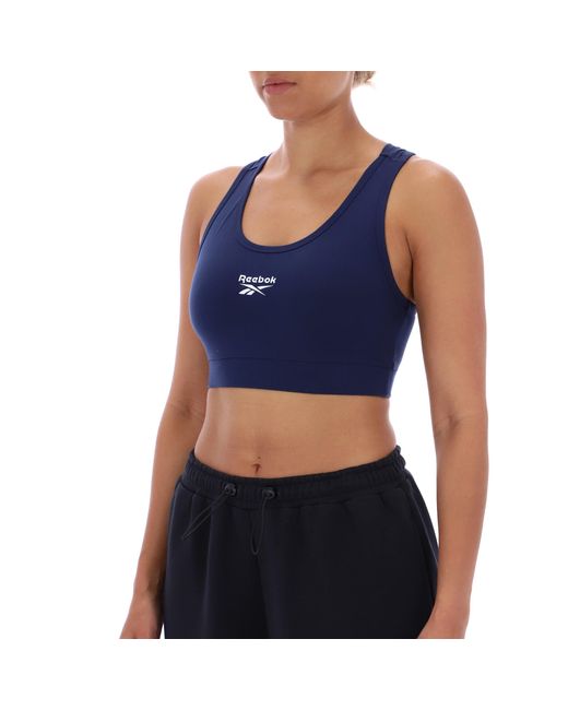 Reebok Blue Id Small Logo Cotton Sports Bra Top