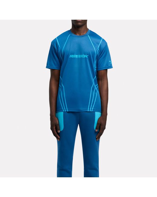 Reebok Blue Sport Street Piping Printed T-Shirt