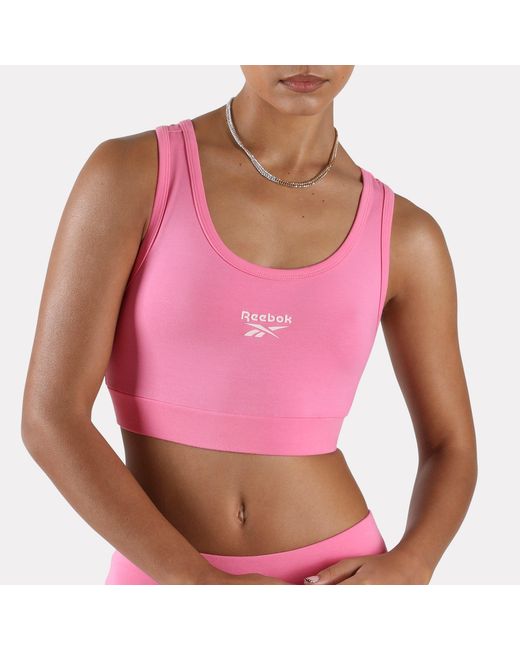 Reebok Pink Id Cotton Sports Bra Top