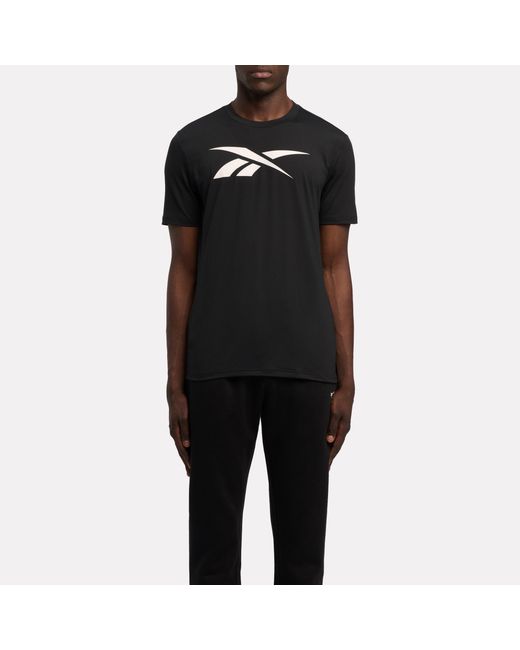 Reebok Black Id Train Logo Stretch Tech T-Shirt for men