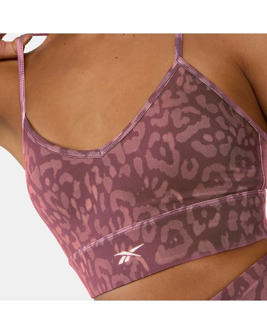 Reebok Red Id Train Printed Tri-Back Sports Bra