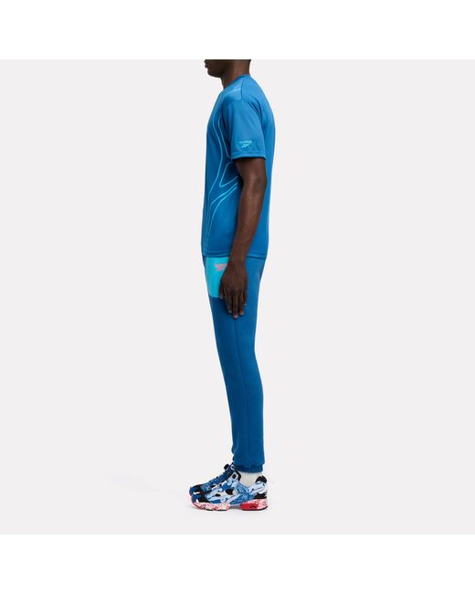 Reebok Blue Sport Street Piping Printed T-Shirt