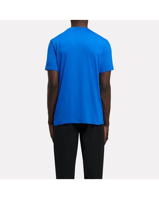 Reebok Blue Id Train Logo Stretch Tech T-Shirt