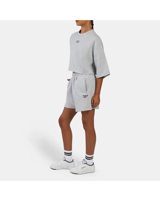 Reebok Gray Wardrobe Essentials Cropped T-Shirt