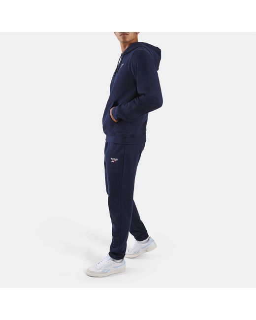 Reebok Blue Id Small Logo French Terry Hoodie