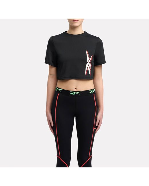 Reebok Black Id Train Cropped Graphic T-Shirt