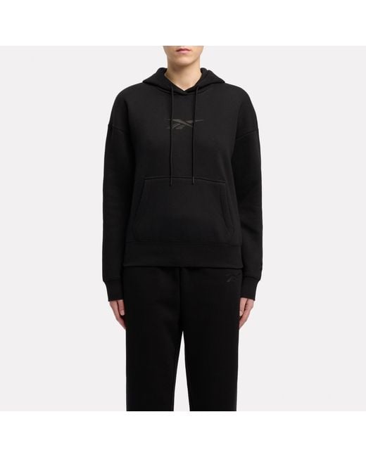 Reebok Black Satin Logo Fleece Hoodie