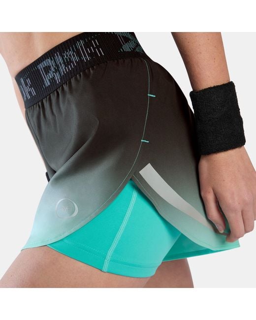 Reebok Blue Athlete Speed 2-In-1 Ombre Mid Rise 3" Shorts