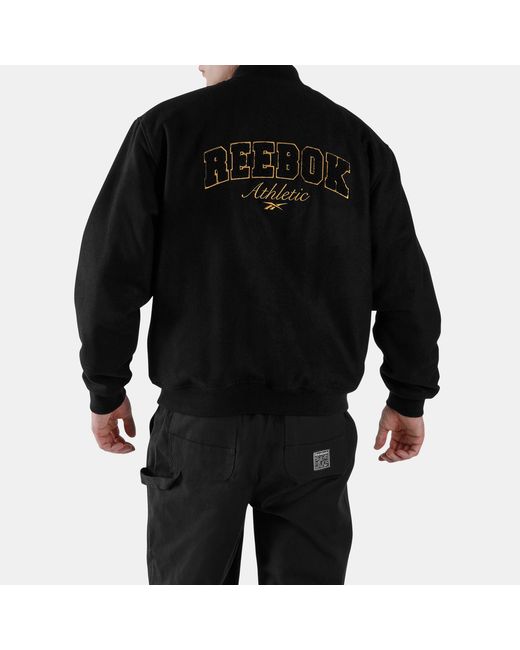 Reebok Black Elevated Athletic Varsity Jacket