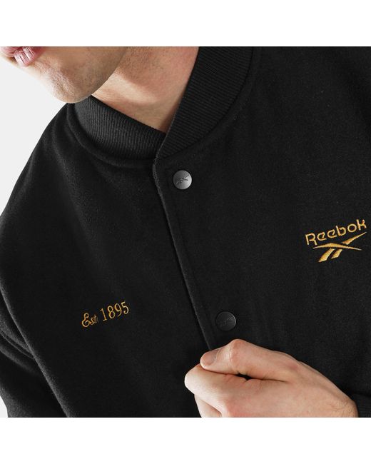 Reebok Black Elevated Athletic Varsity Jacket
