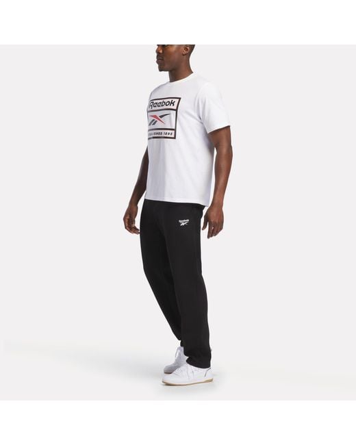 Reebok Black Id Leg Logo Open Hem Fleece Joggers