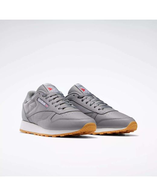 Sepatu Reebok Grey Reebok Classic Leather Shoes in Gray | Lyst