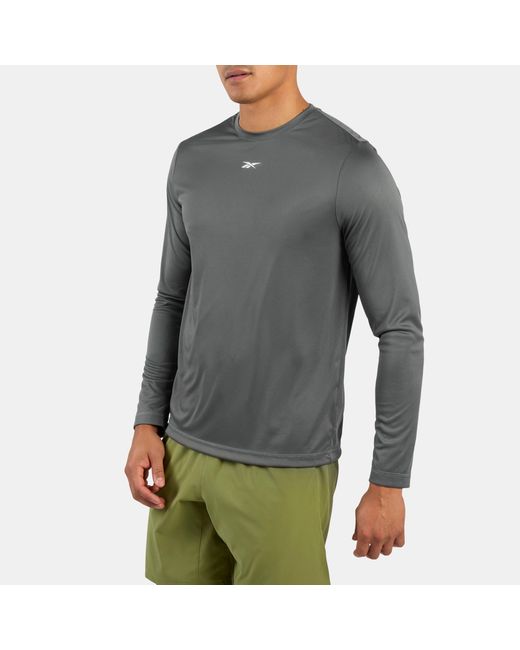 Reebok Gray Id Train Long Sleeve Tech T-Shirt