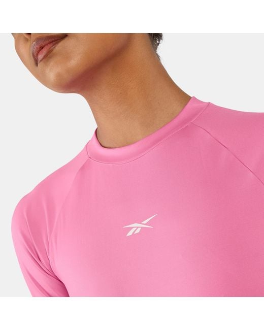 Reebok Pink Id Train Cutout Long Sleeve Top