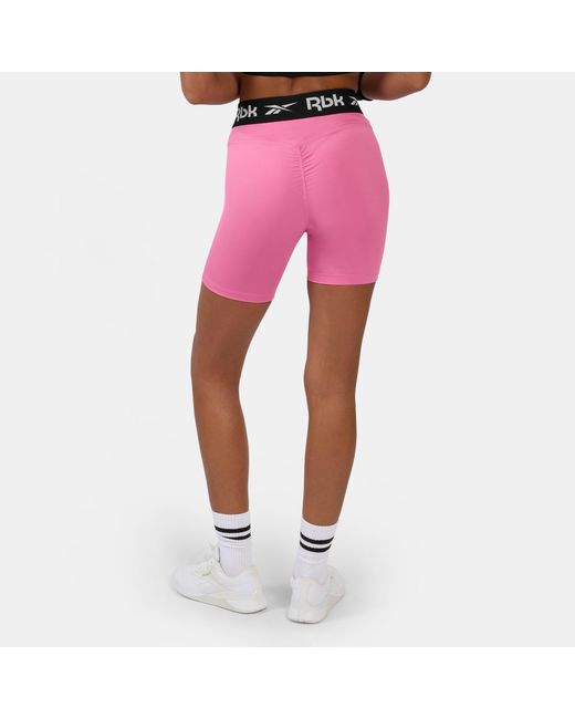 Reebok Pink Id Train Ruched Biker Shorts