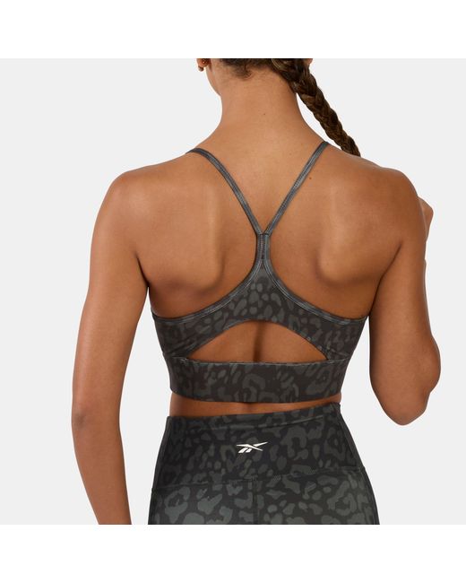 Reebok Black Id Train Printed Tri-Back Sports Bra