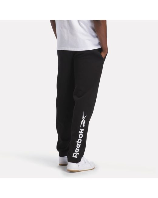 Reebok Black Id Leg Logo Open Hem Fleece Joggers