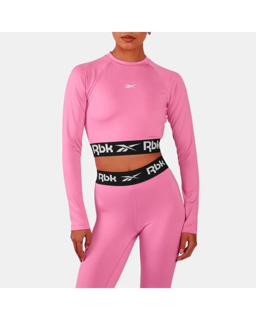 Reebok Pink Id Train Cutout Long Sleeve Top