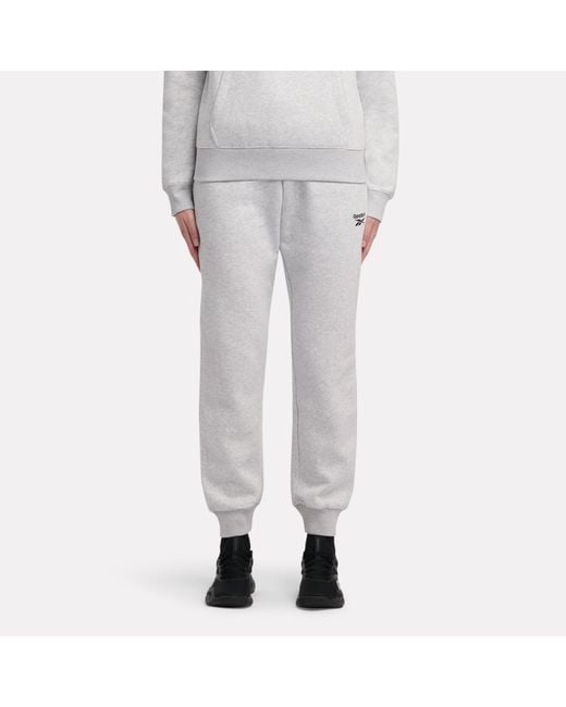 Reebok Gray Id Small Logo Fleece Cuffed Pants