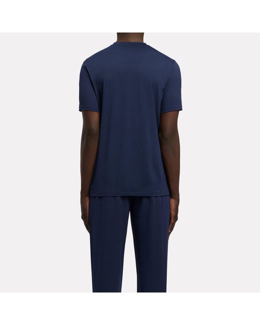 Reebok Blue Id Train Logo Stretch Tech T-Shirt