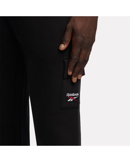 Reebok Black Id Cargo Fleece Jogger Pants for men