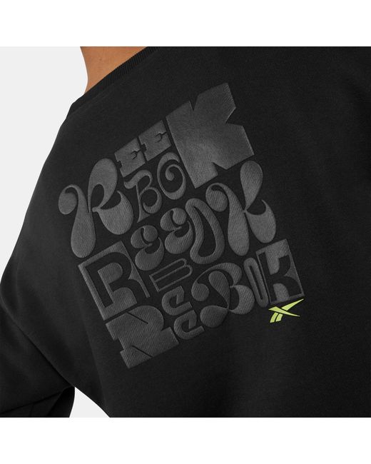 Reebok Black Dynamic Puff Crew Sweatshirt