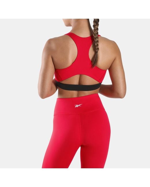 Reebok Red Id Train Racer Sports Bra