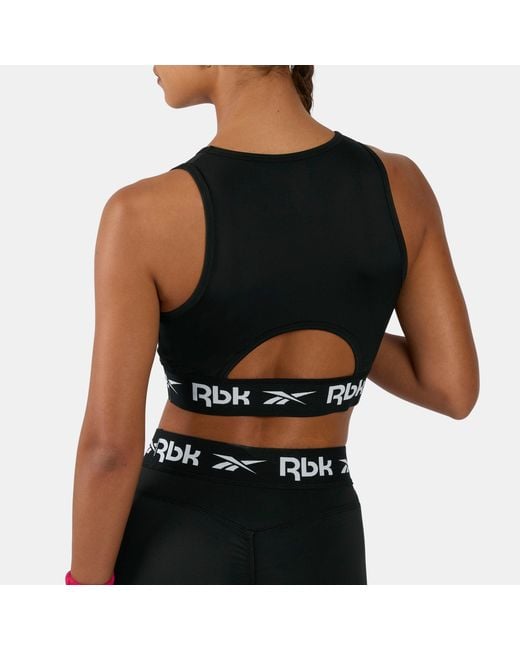 Reebok Black Id Train Cutout Sports Bra Top
