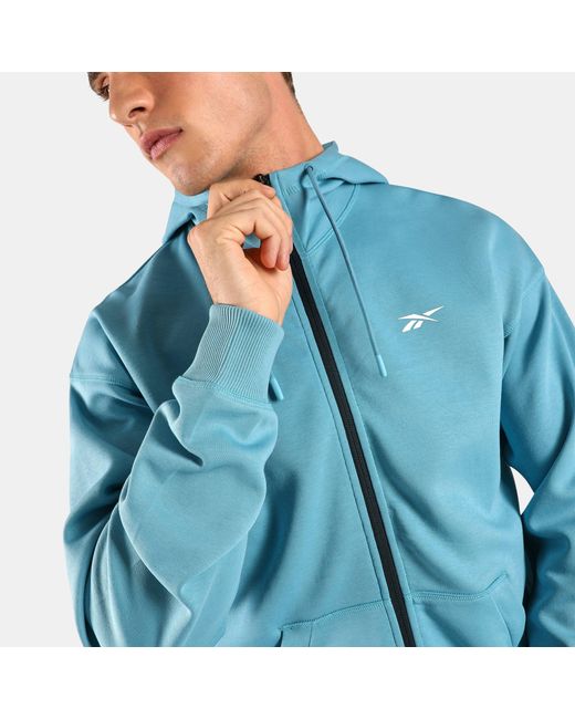 Reebok Blue Athlete Doubleknit Full Zip Hoodie