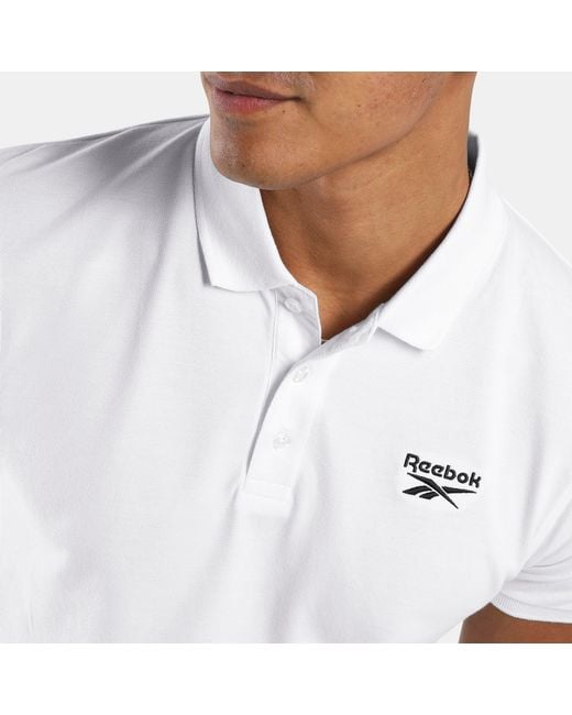 Reebok White Blaze Embroidered Short-Sleeve Polo Shirt