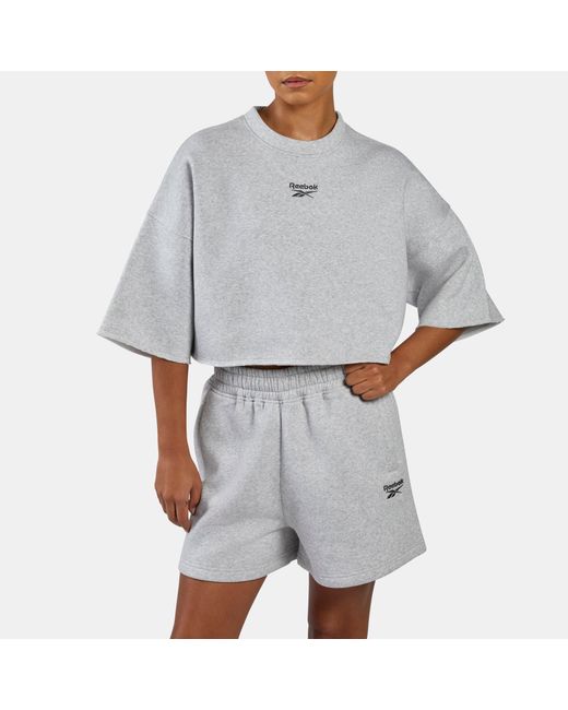 Reebok Gray Wardrobe Essentials Cropped T-Shirt