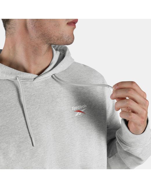 Reebok Gray Id Small Logo French Terry Hoodie for men