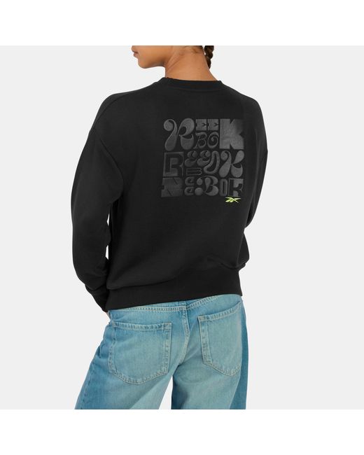 Reebok Black Dynamic Puff Crew Sweatshirt