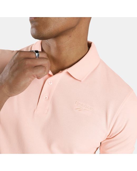 Reebok Pink Blaze Embroidered Short-Sleeve Polo Shirt for men