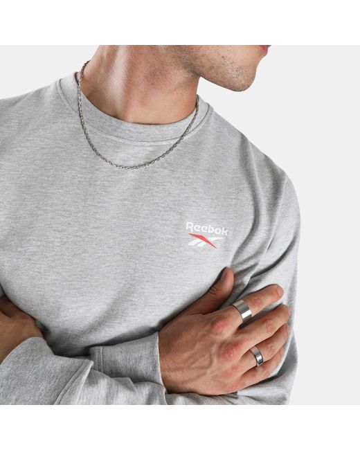 Reebok Gray Id Small Logo Crew Sweatshirt for men