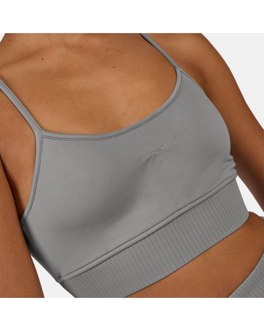 Reebok Gray Lux Peached Strappy Sports Bra