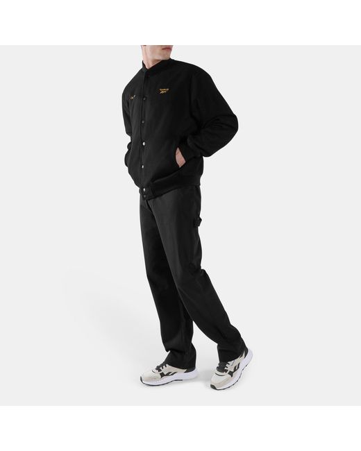 Reebok Black Elevated Athletic Varsity Jacket