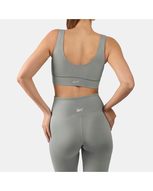 Reebok Gray Lux Peached V-Neck Sports Bra
