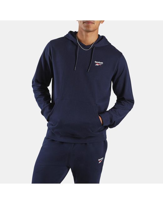 Reebok Blue Id Small Logo French Terry Hoodie