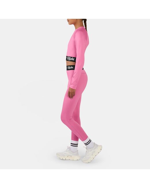 Reebok Pink Id Train Cutout Long Sleeve Top