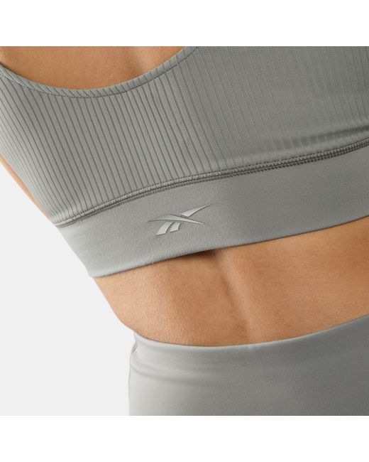 Reebok Gray Lux Peached V-Neck Sports Bra