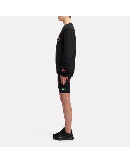 Reebok Black Sport Street Moto Fleece Crewneck Sweatshirt
