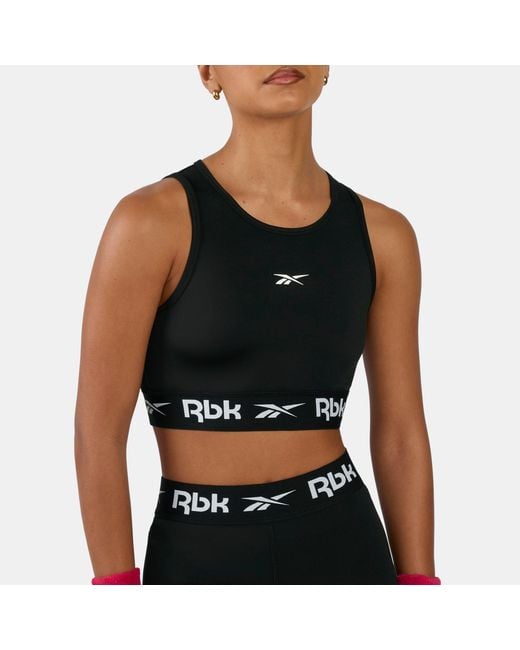 Reebok Black Id Train Cutout Sports Bra Top