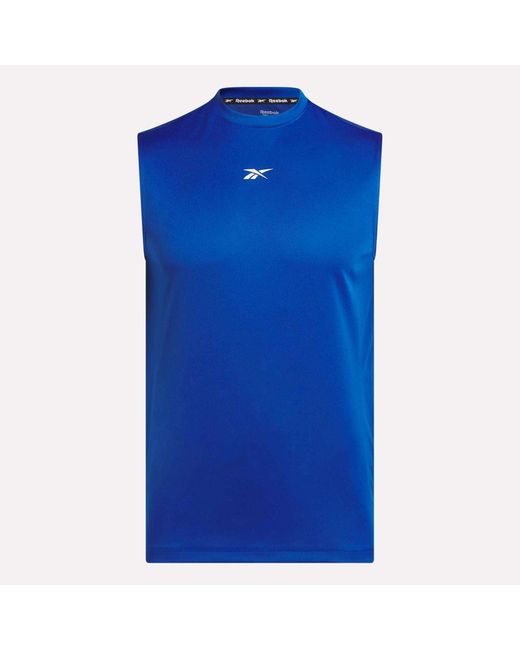 Reebok Blue Sleeveless Tech Training T-Shirt for men